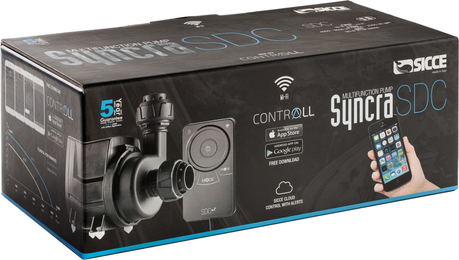 Sicce Syncra SDC 9.0 1000–2500 GPH 90W WiFi Controllable Water Pump – 24V Aquarium, Sump & Pond Return Pump