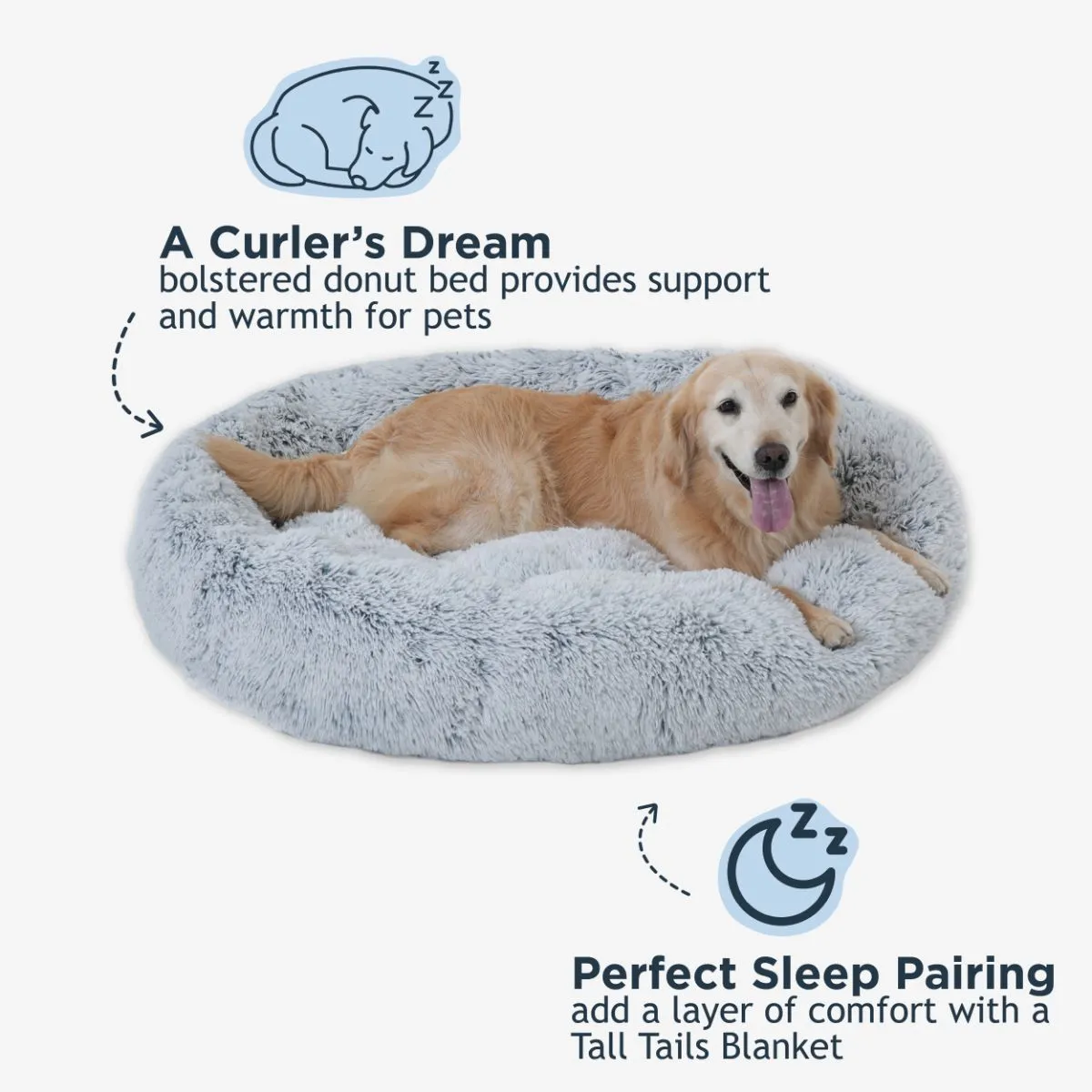 Tall Tails Dream Sleeper Cuddle Donut Pet Bed – Frosted Gray