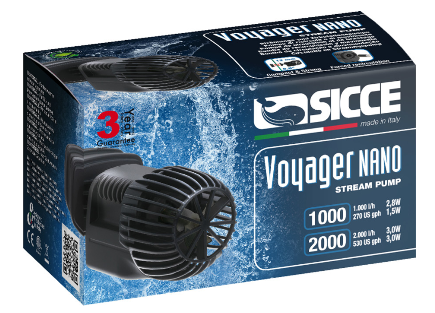 Sicce Voyager Nano 270 GPH 2.8W Stream Pump – Compact Freshwater & Saltwater Aquarium Circulation Pump