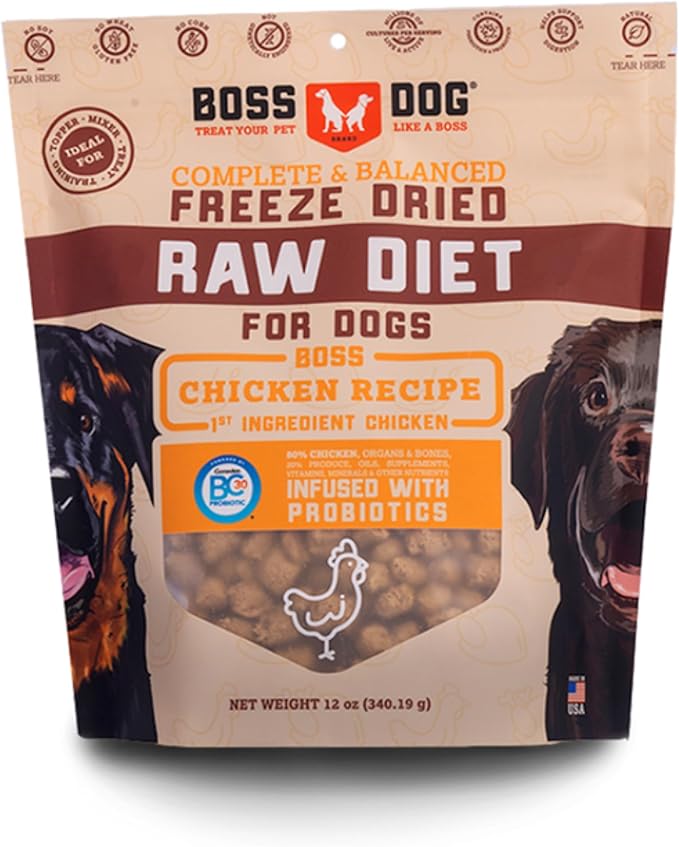Freeze Dried Diet Complete-Boss Dog Brand Chicken Recipe 12 oz