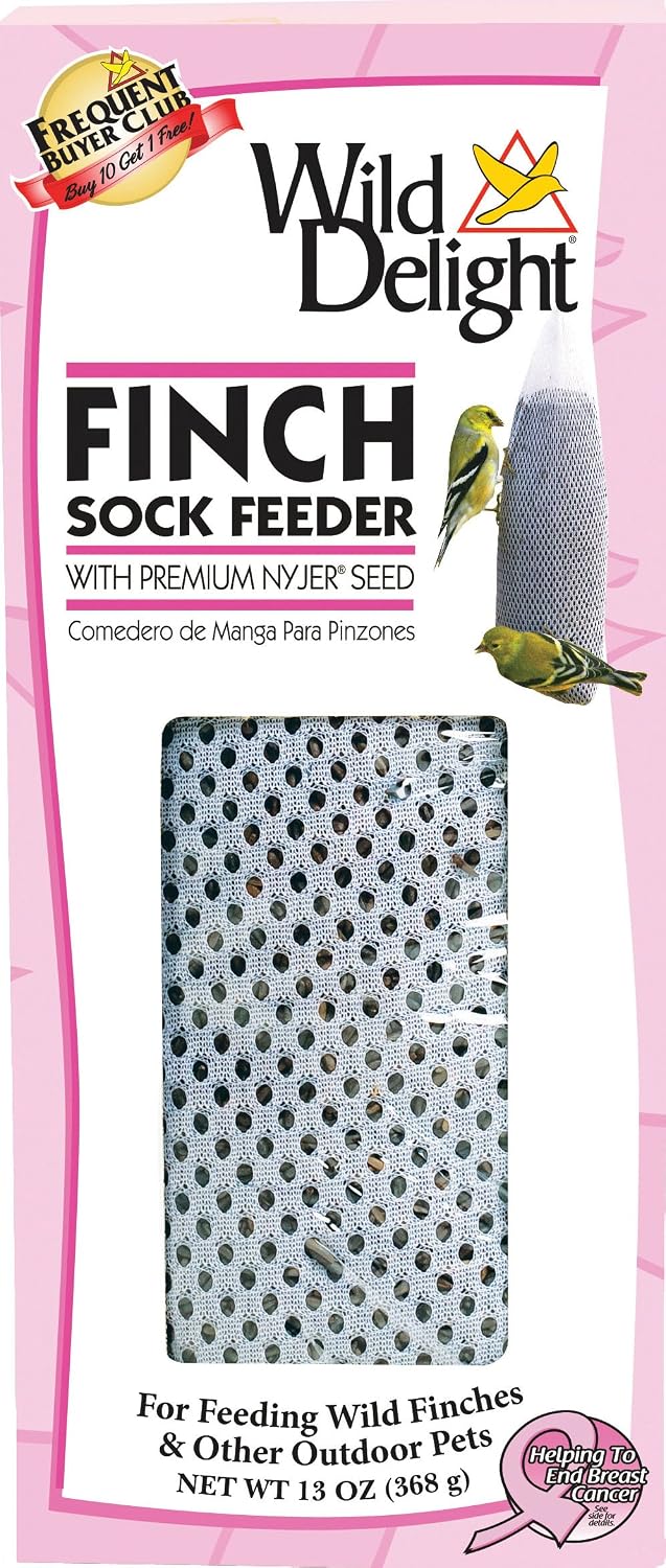 Wild Delight Pink Ribbon Finch Sock Feeder – 13 oz