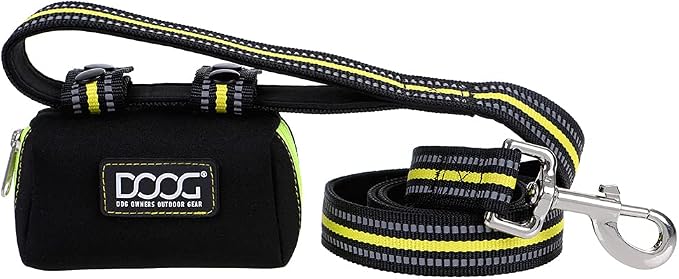DOOG Walkie Pouch Bolt Neon, Neoprene Dog Waste Bag Dispenser, High-Visibility Leash Pouch
