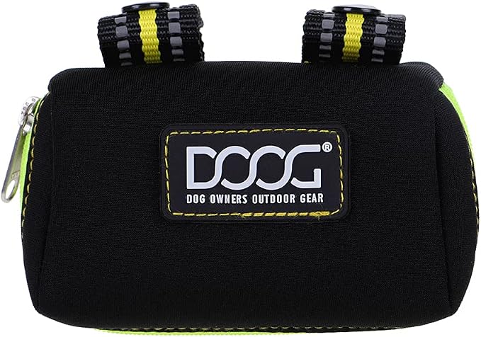 DOOG Walkie Pouch Bolt Neon, Neoprene Dog Waste Bag Dispenser, High-Visibility Leash Pouch