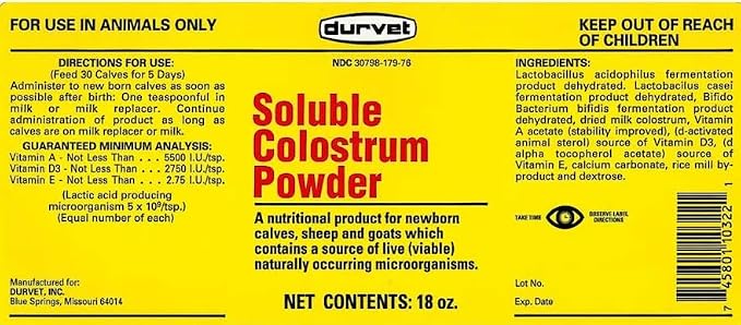 Durvet® Lamb & Kid Colostrum Powder – 9 oz for Newborn Goats & Sheep