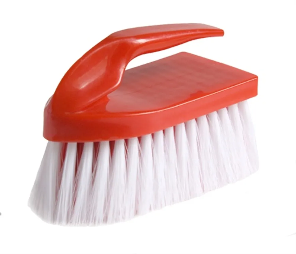 Decker SRB107 Soft Show Ring Brush – Red & White Synthetic Bristles, 2" Trim Livestock Grooming Brush