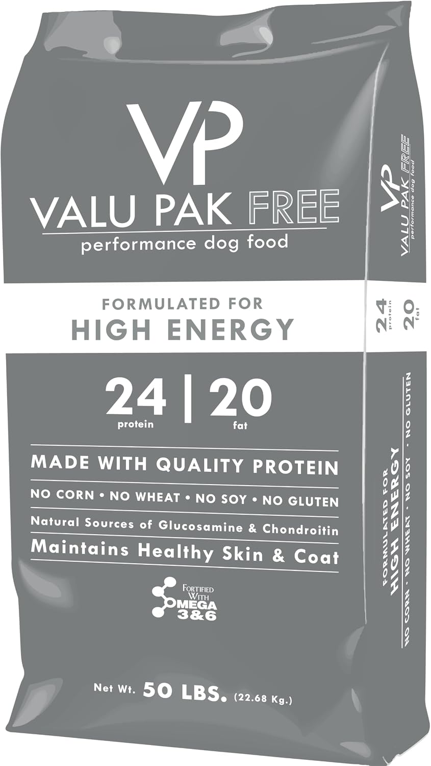 Valu-Pak 24-20 Performance Dry Dog Food for Active Dogs & Puppies – High Protein High Energy, 50 lb Red Bag