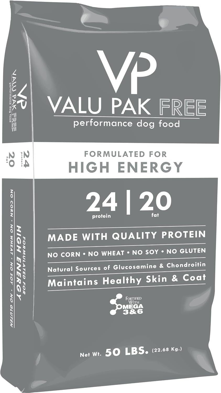Valu-Pak 24-20 Performance Dry Dog Food for Active Dogs & Puppies – High Protein High Energy, 50 lb Red Bag