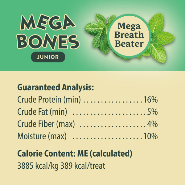 Darford Mega Bone Jr Breath Beater Dog Treat 3.5 oz – Oven-Baked Dental Bone with Peppermint & Parsley