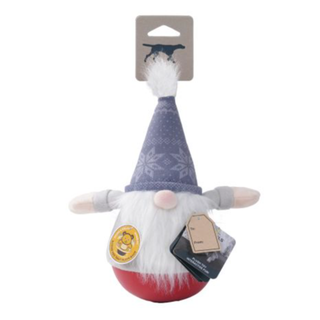Tall Tails Holiday Roly Poly Gnome Wobbler Dog Toy – Squeaky Interactive Plush Toy, 11 Inch