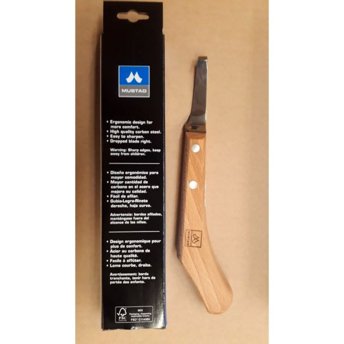 MUSTAD HOOF KNIFE, DROPPED BLADE RIGHT