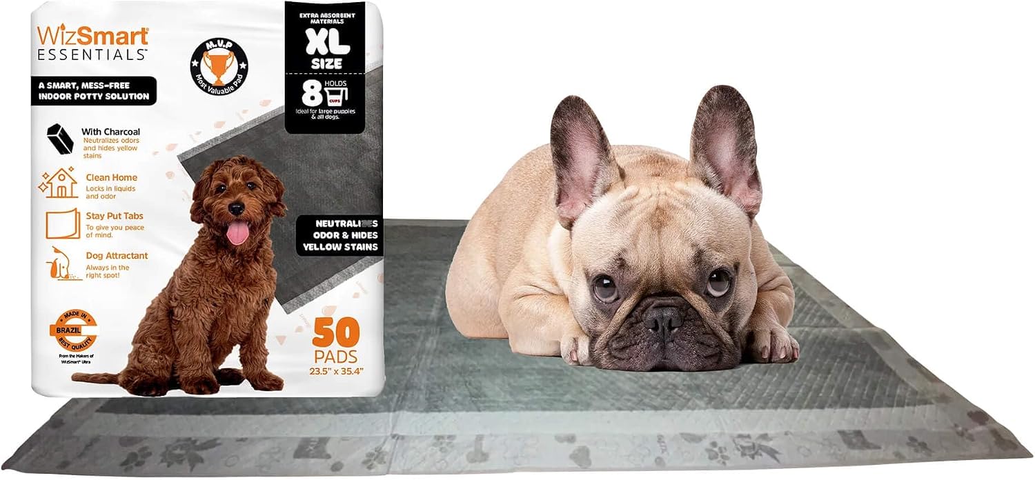 WizSmart Essentials Charcoal XL Training Pads – 50 Count