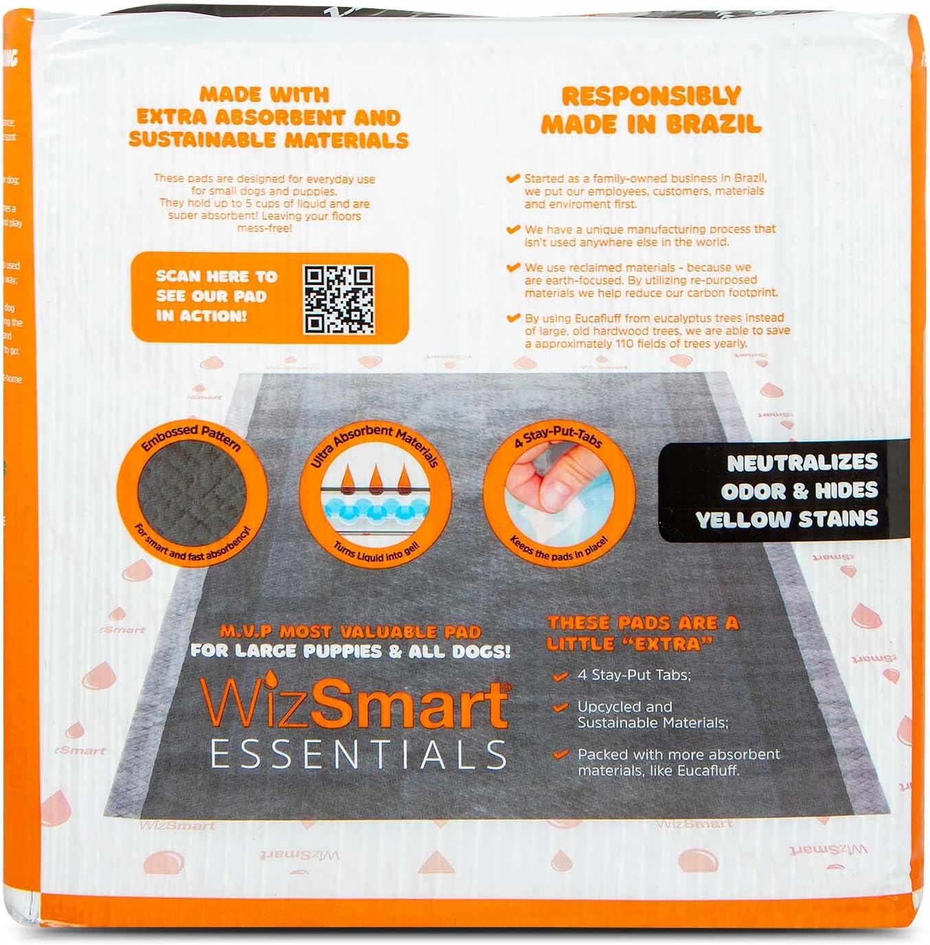 WizSmart Essentials Charcoal XL Training Pads – 50 Count