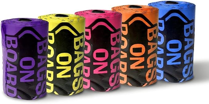 Bags on Board Rainbow Bac Block’R Dog Poop Bags – Antibacterial Waste Pick-Up Refill Bags, 140 Count