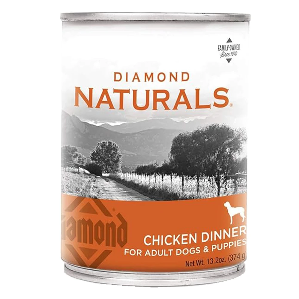 Diamond Naturals Chicken Dinner Wet Dog Food for Adult Dogs & Puppies – 13.2 oz Cans, Case of 12