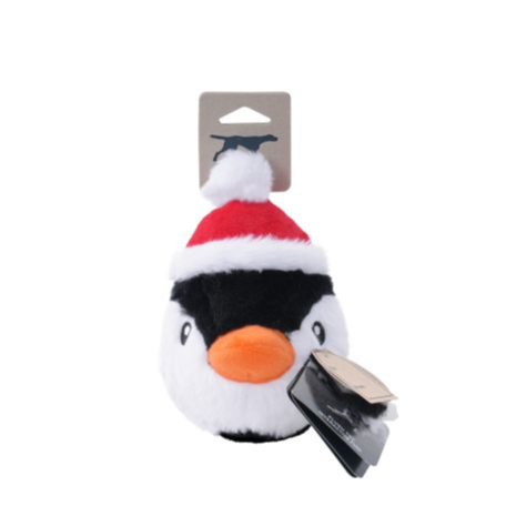 Tall Tails Holiday Penguin 2-in-1 Plush Dog Toy – Hidden Squeaky Fetch Ball, Reinforced Mesh, 5 Inch