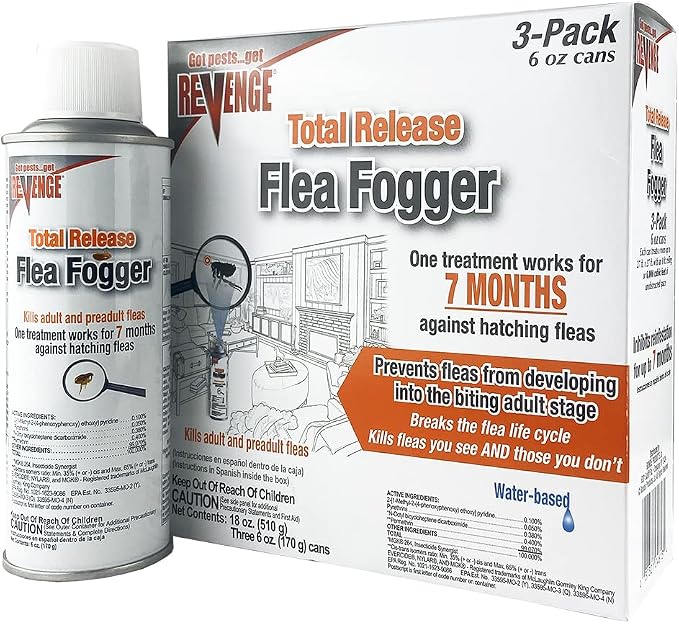 Zodiac Total Release Flea & Tick Fogger – Indoor Home Insect Killer, 6 oz Cans, 3 Pack