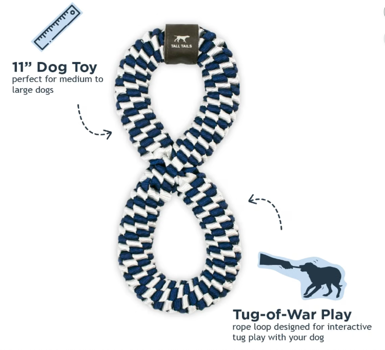Tall Tails Braided Infinity Tug Dog Toy – Navy, 11 Inch