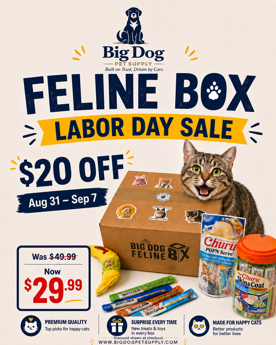 Big Dog Feline Cat Box - Ultimate New Surprising Treat & Toys for Cats Every Time You Order