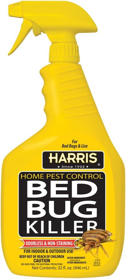 Harris Bed Bug Killer Ready-to-Use Trigger Spray – Odorless & Non-Staining Indoor Bed Bug Treatment, 32 oz