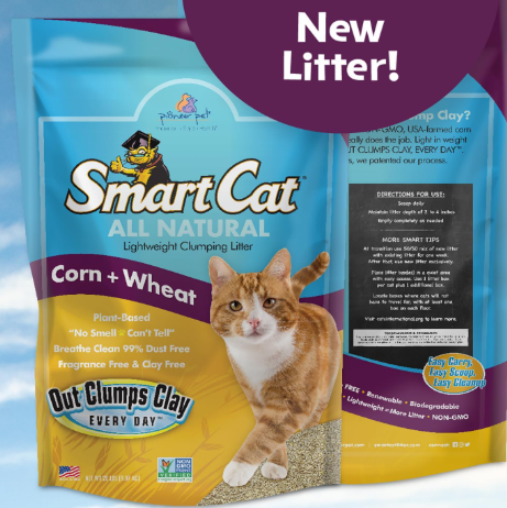 SmartCat All-Natural Clumping Corn + Wheat Cat Litter – Unscented & Clay-Free 10lb