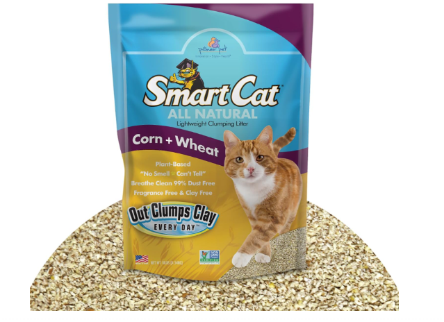 SmartCat All-Natural Clumping Corn + Wheat Cat Litter – Unscented & Clay-Free 10lb
