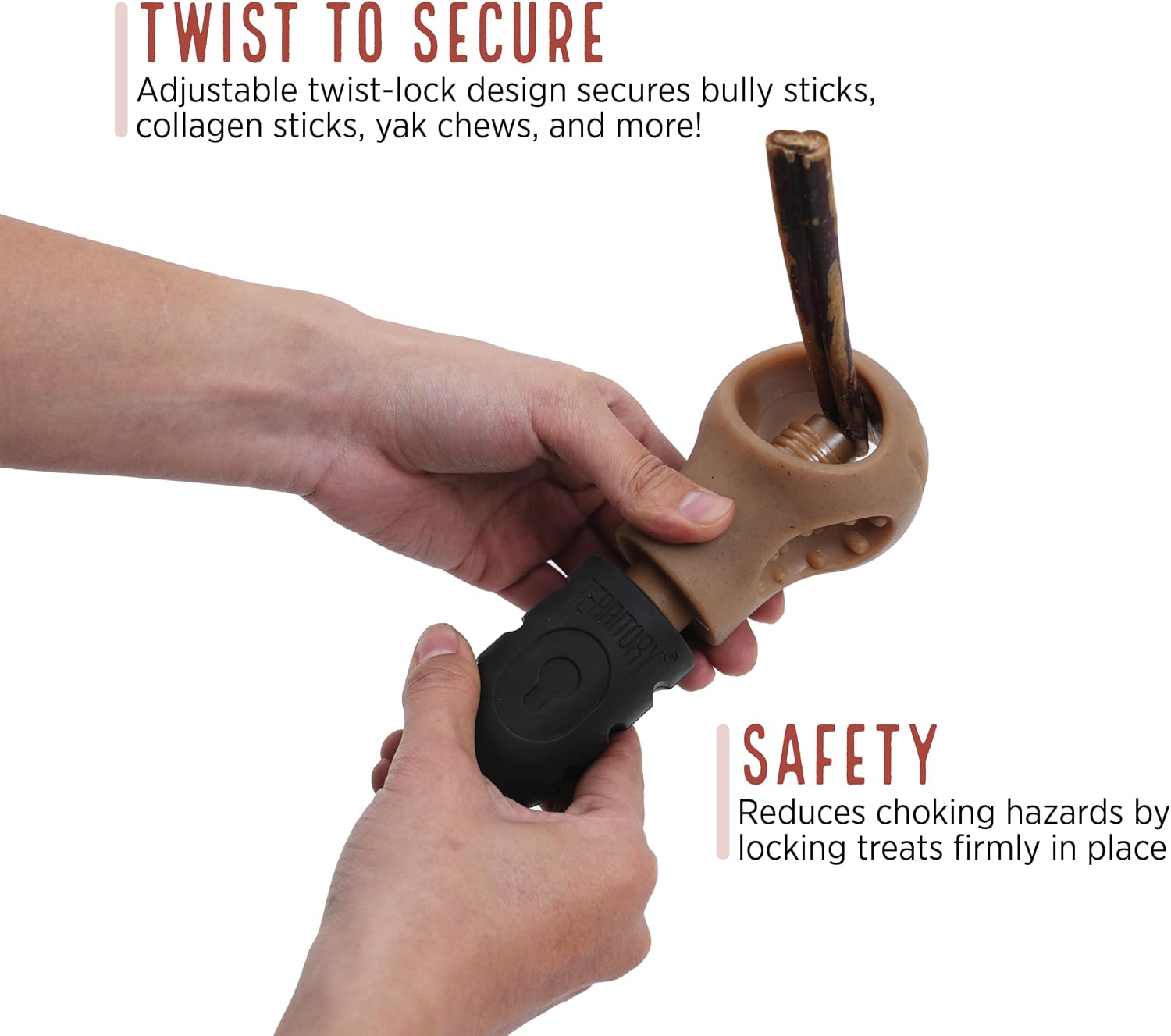 Territory Treat Lock Dog Chew Toy – Bully Stick & Yak Chew Holder, Bacon Scented, 7 Inch