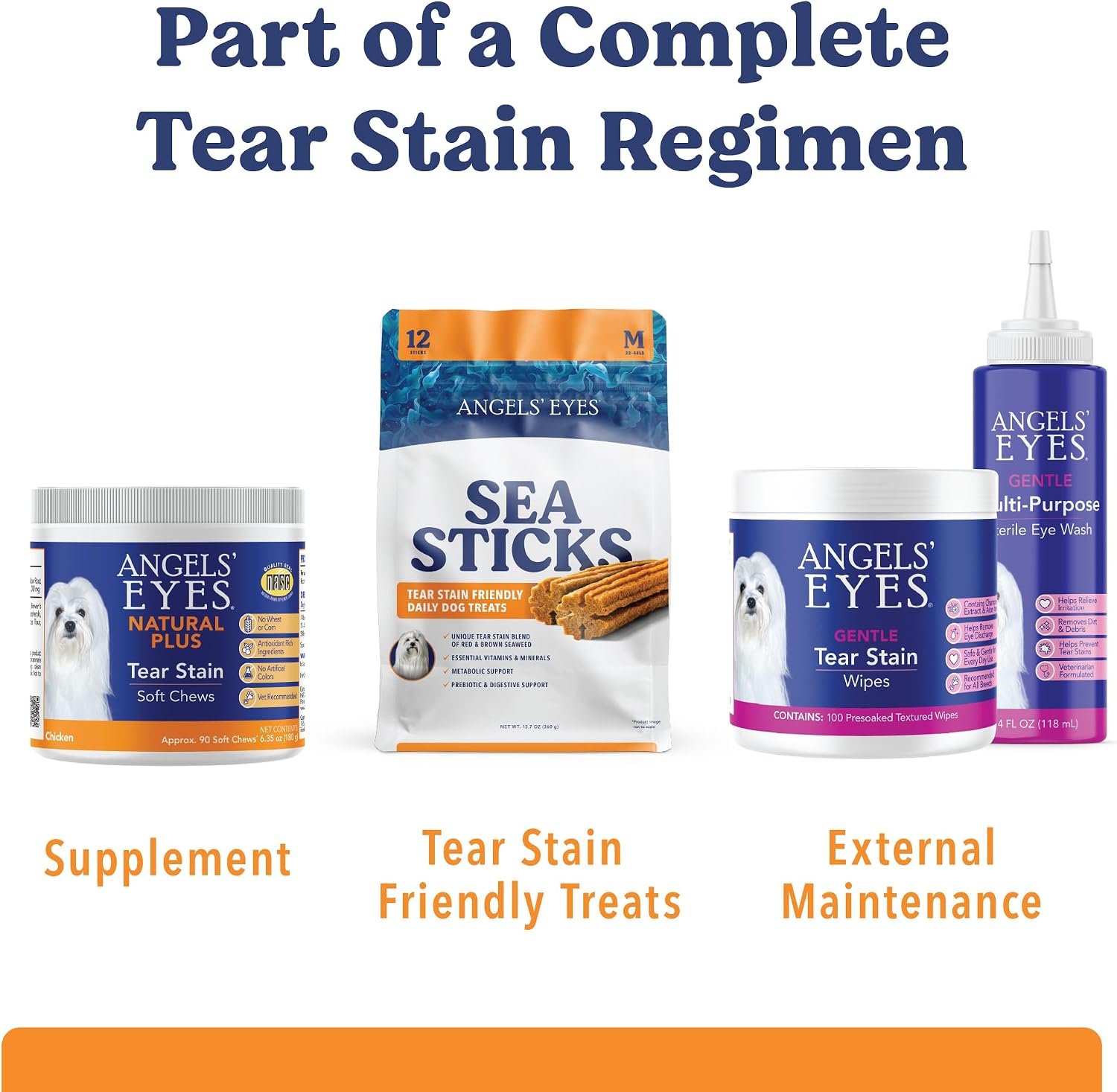 Angels' Eyes Sea Sticks Tear Stain Friendly Dog Treats, Large 6 Count