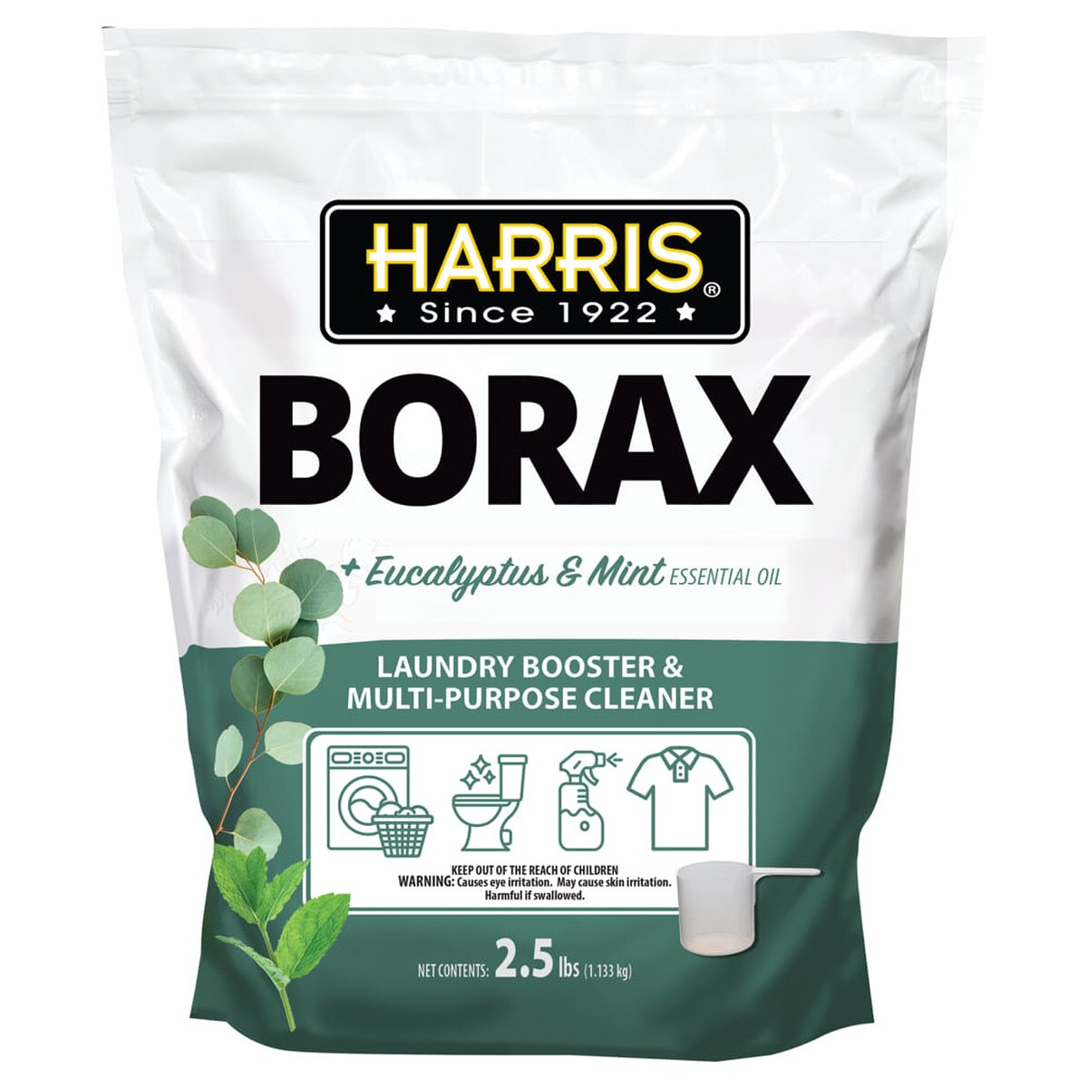 Harris Borax Laundry Booster & Multipurpose Cleaner Eucalyptus & Mint 2.5 lb
