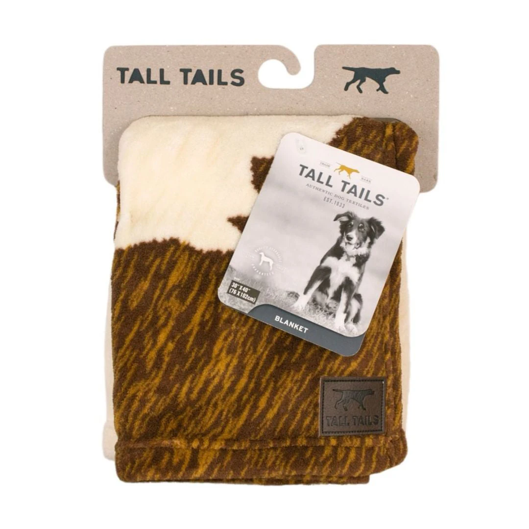 Tall Tails Cowhide Print Baby-Soft Fleece Dog Blanket – 30 x 40 Inch