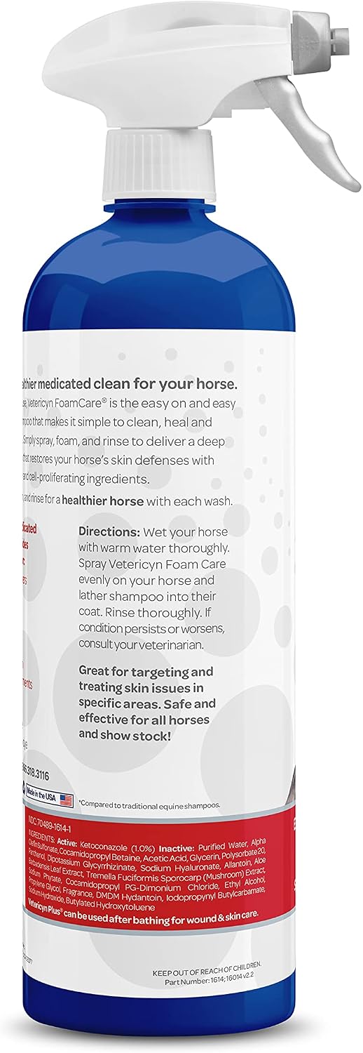 Vetericyn FoamCare Equine Medicated Shampoo – 32 oz
