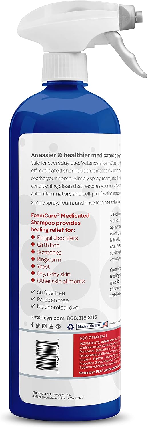 Vetericyn FoamCare Equine Medicated Shampoo – 32 oz
