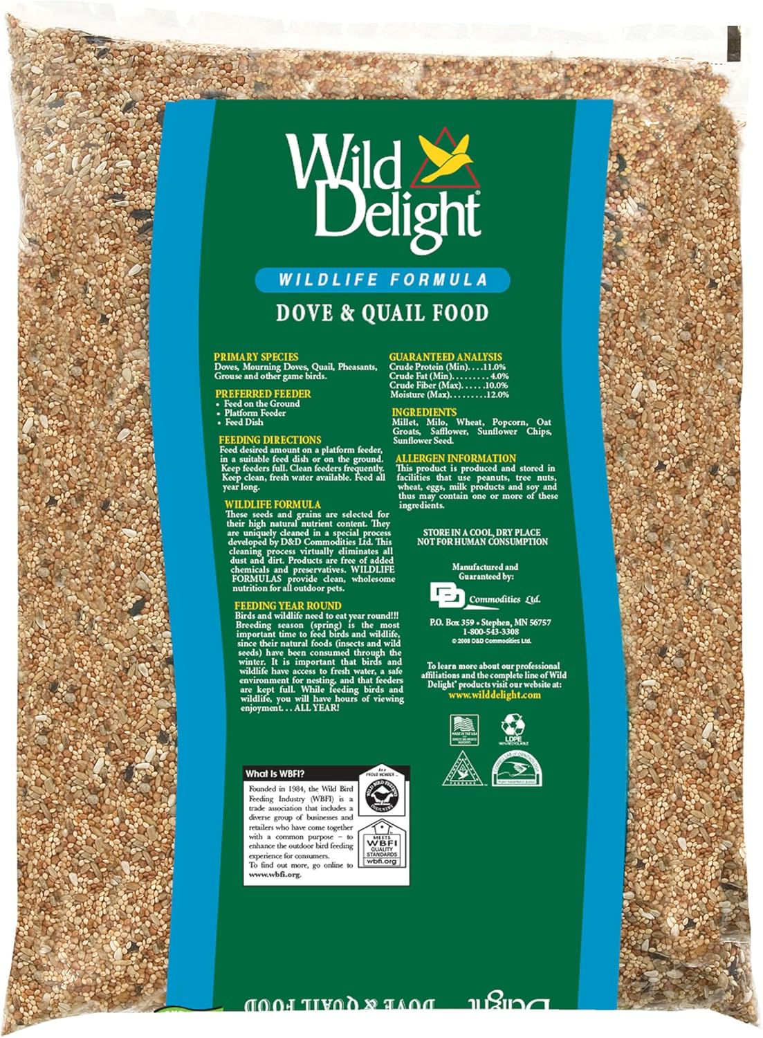 Wild Delight Dove & Quail Food – Premium Seed & Grain Game Bird Feed, 10 lb Bag