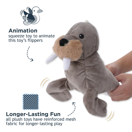 Tall Tails Animated Walrus Plush Dog Toy – 13 Inch