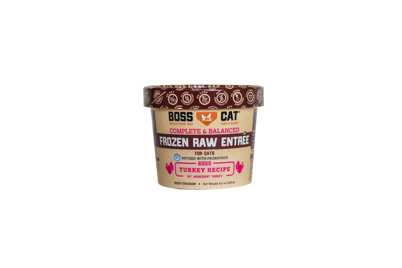 Frozen- Boss Cat Complete Raw Turkey Entrees 8 oz Deli Cup — image 1