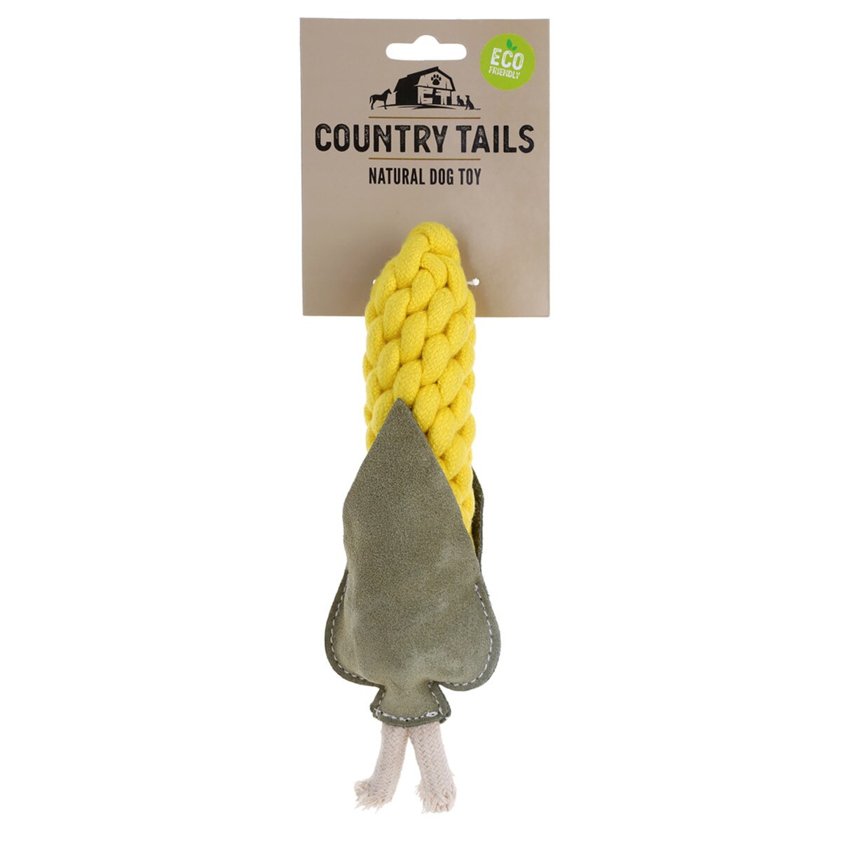 Country Tails Corn Rope Dog Toy – 23" Natural Plant Fiber Chew & Tug Toy with Vegetable Dye