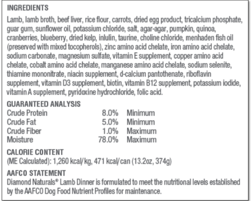 Naturals Lamb Dinner Dog 12/13.2 oz