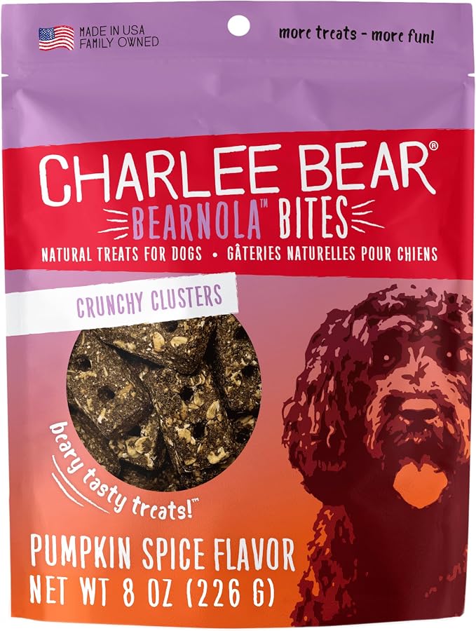 Charlee Bear Bearnola Bites Crunchy Dog Treats, Pumpkin Spice, 8 oz