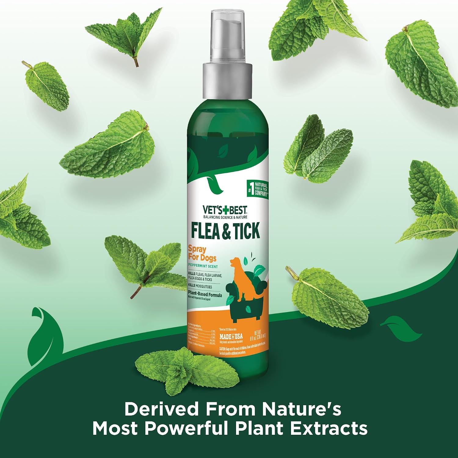 Vet's Best Flea & Tick Spray for Dogs, Plant-Based Spray, Pest Control, 8oz