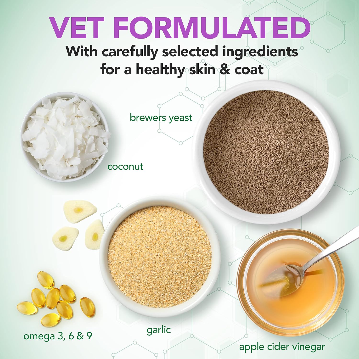 Vet’s Best Brewer’s Yeast & Garlic Chews for Dogs – Omega 3, 6 & 9 Skin & Coat Supplement, 60 Count