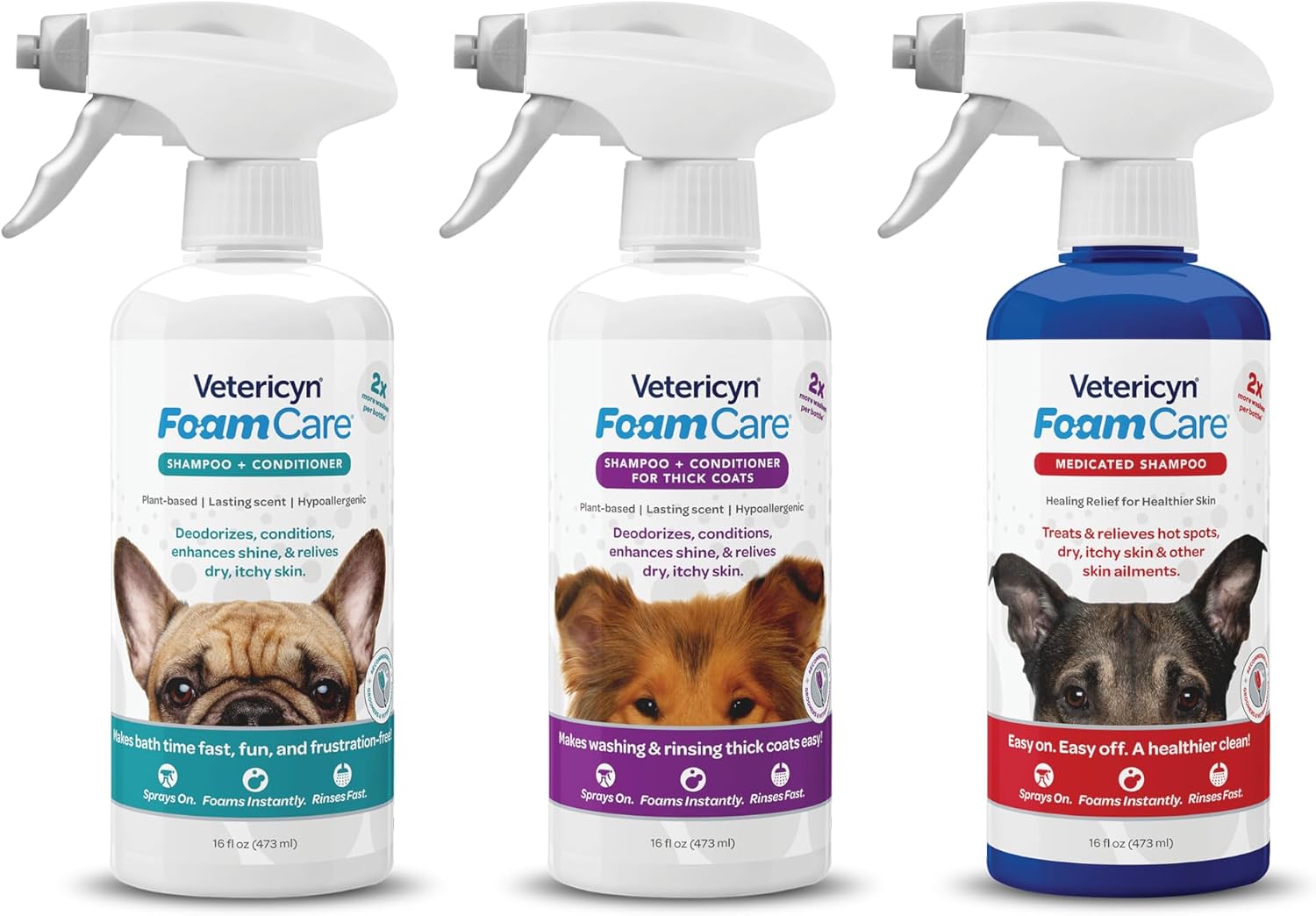 Vetericyn FoamCare Shampoo & Conditioner for Thick Coats – 16 oz