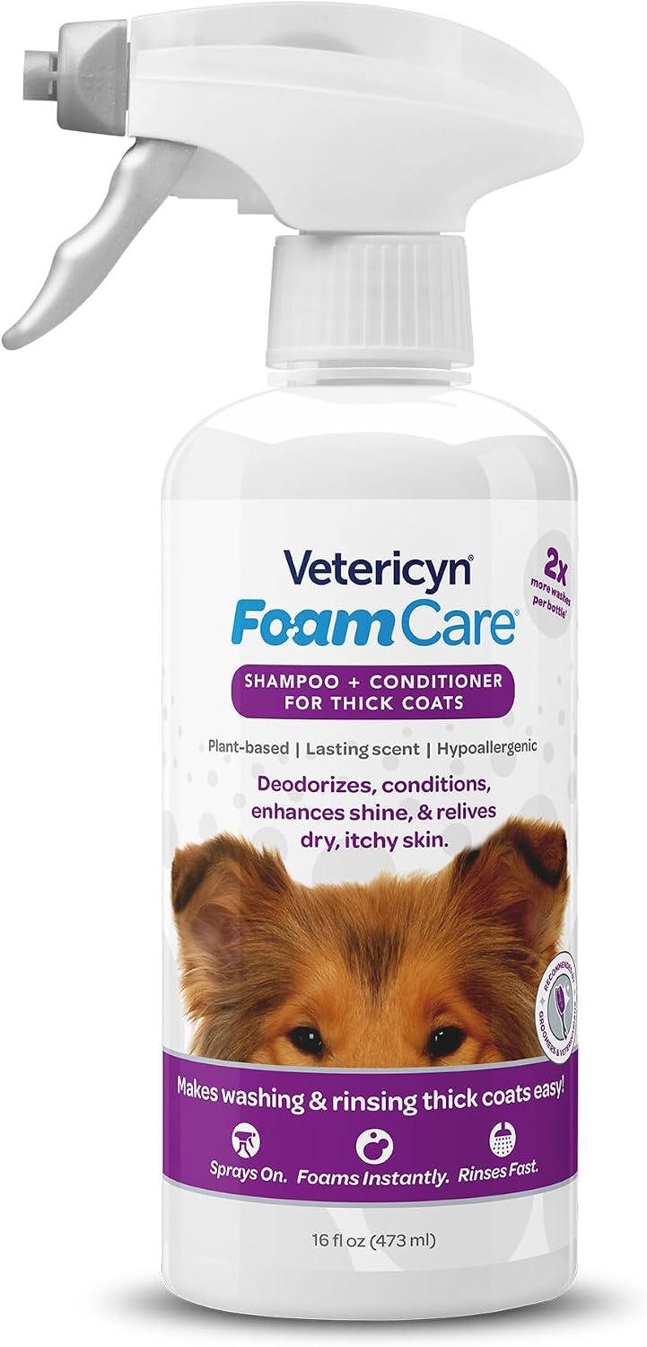 Vetericyn FoamCare Shampoo & Conditioner for Thick Coats – 16 oz
