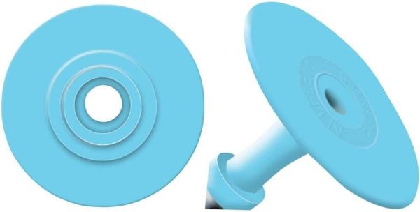 Allflex Global Small Female Livestock Ear Tag Buttons – Blue Blank Replacement Tags, 25 Pack