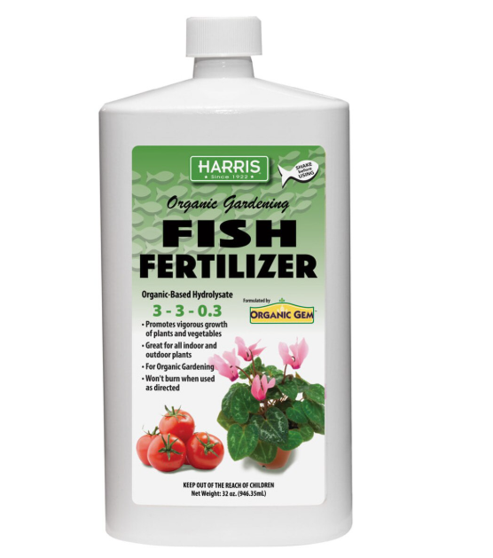 Harris Organic Gardening Fish Fertilizer 3-3-0.3 – 32 oz Liquid Fish Fertilizer & Plant Food