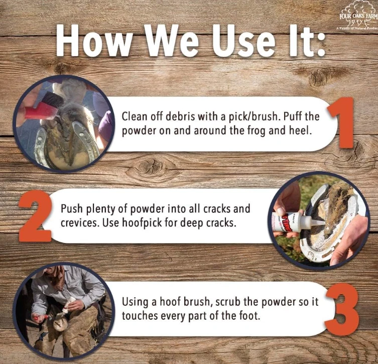 No Thrush Dry Powder Horse Hoof Treatment – Thrush, Scratches & Rain Rot Care, 2.5 oz