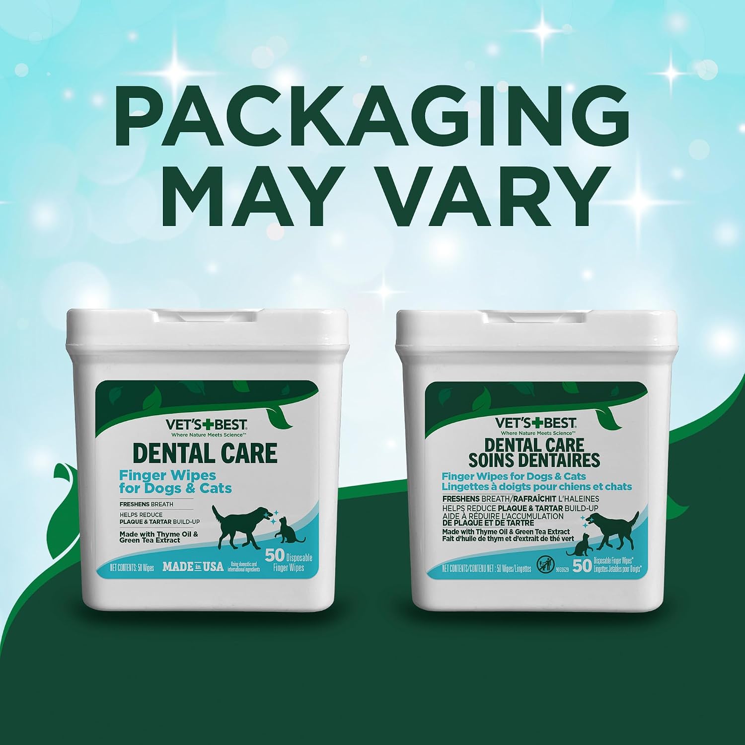 Vet’s Best Dental Care Finger Wipes for Dogs & Cats, 50 Count