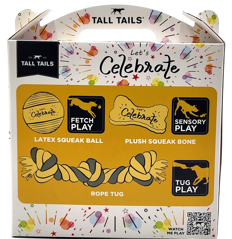 Tall Tails Let's Celebrate 3-Piece Holiday Dog Toy Gift Set – M/L