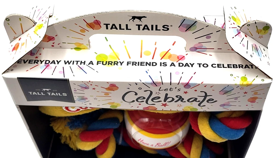 Tall Tails Let's Celebrate 3-Piece Holiday Dog Toy Gift Set – M/L