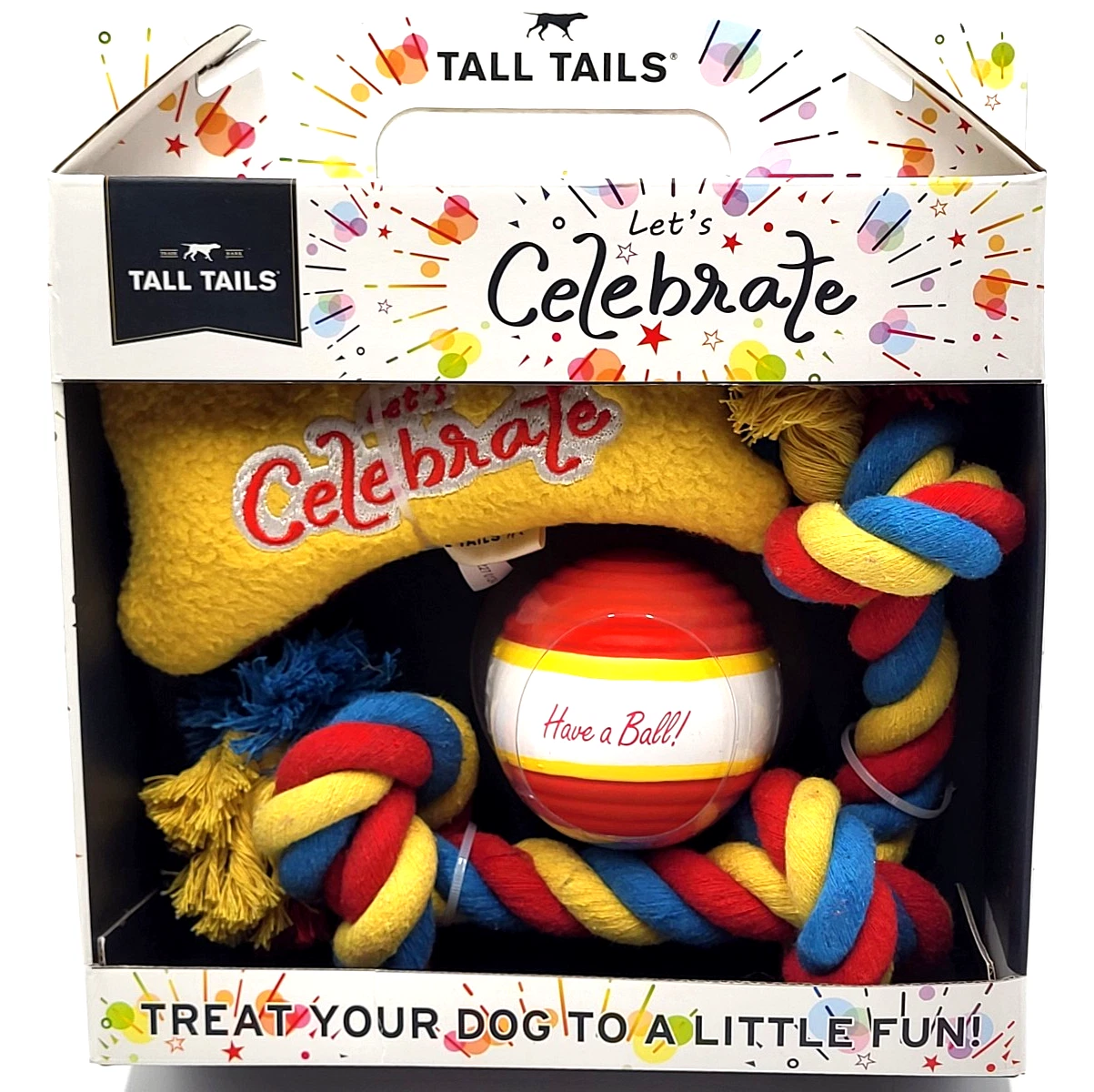 Tall Tails Let's Celebrate 3-Piece Holiday Dog Toy Gift Set – M/L