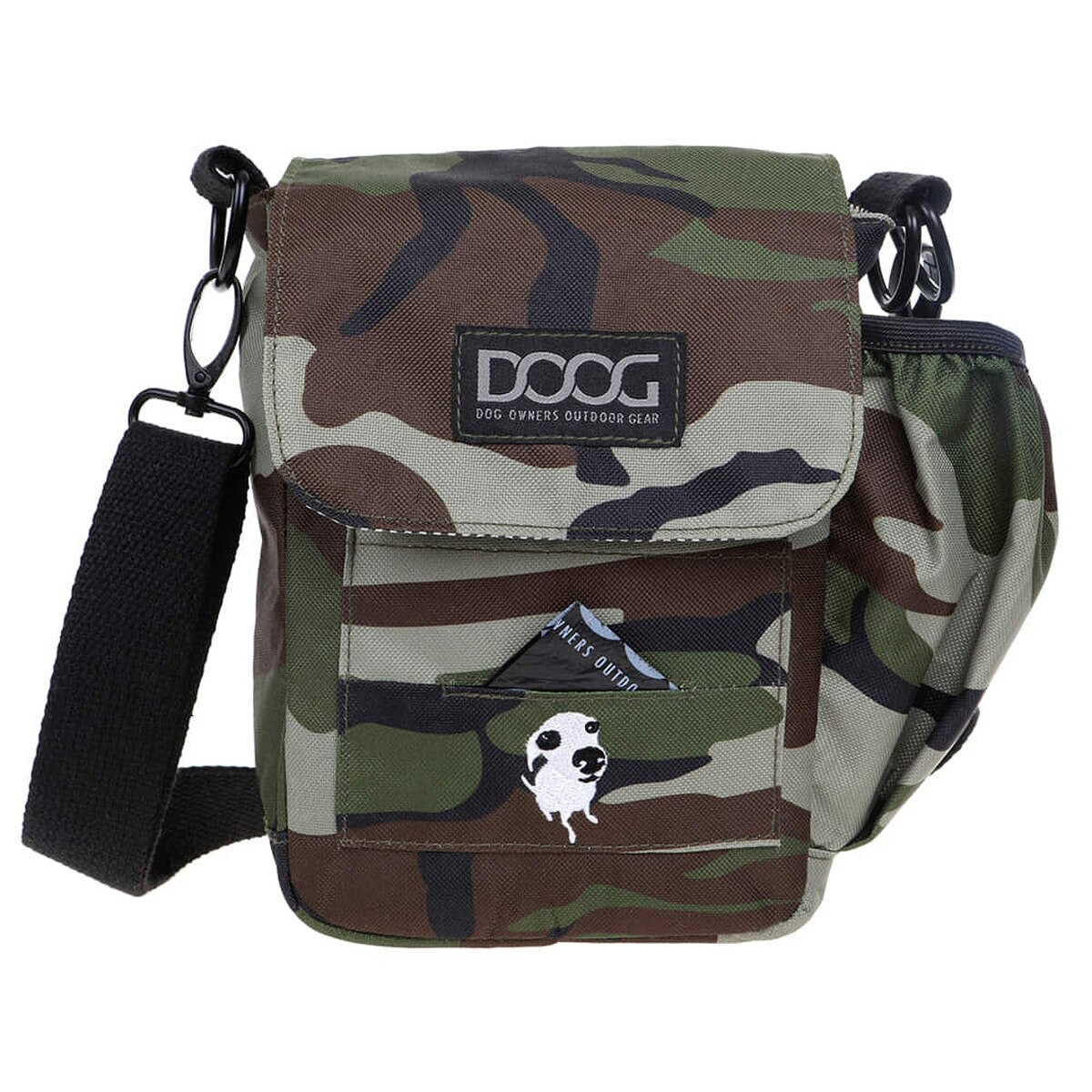 DOOG Walkie Bag Camo, Crossbody Dog Walking Bag, Waterproof Phone Pocket, Waste Bag Holder