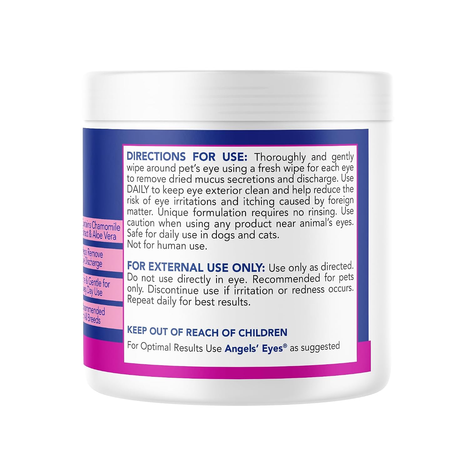Angels' Eyes Dog & Cat Tear Stain Wipes | Eye Stain Remover Pads 100ct
